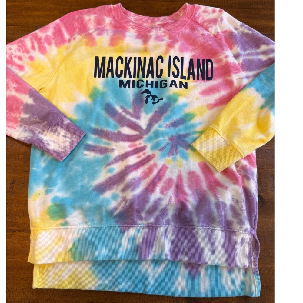 Mackinac Island Sweatshirt Crewneck Tie Dye Cotton Boho Pullover